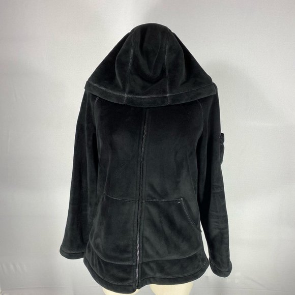 Kristen Blake Women's Size Medium Black Full Zip Plush Fleece Hooded Jacket - Picture 2 of 12
